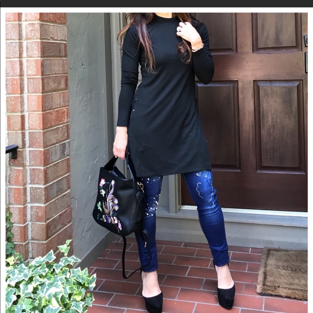 Black Tunic with Lace Up Sides
